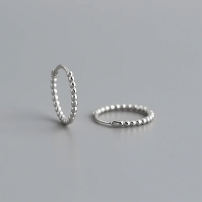 925 Sterling Silver Fashion Minimalist Beads Huggies Hoop Earrings for Women Trend Charm Ear Buckle Bohemian Jewelry Gift