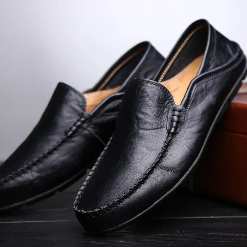 Sapatos Masculinos de Couro Mocassins Masculinos de Verão Sapatos de Couro Casuais de Negócios Clássicos Macios Mocassins Homem Sapatos Baixos Respiráveis