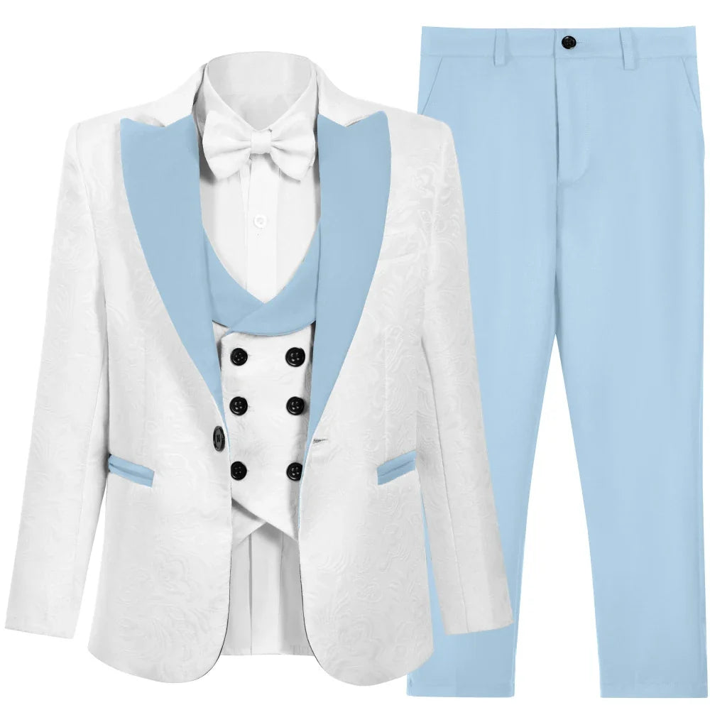 Multi-colors Boys Formal Suit Set 4 Pieces 3-14T Fast Delivery Kids Slim Fit Suits Wedding Ring Bearer Outfit Handsome Tuxedo