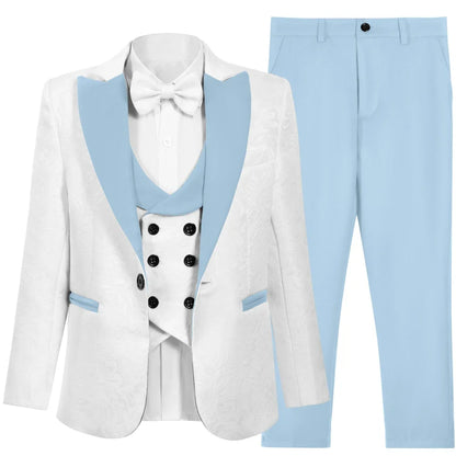 Multi-colors Boys Formal Suit Set 4 Pieces 3-14T Fast Delivery Kids Slim Fit Suits Wedding Ring Bearer Outfit Handsome Tuxedo