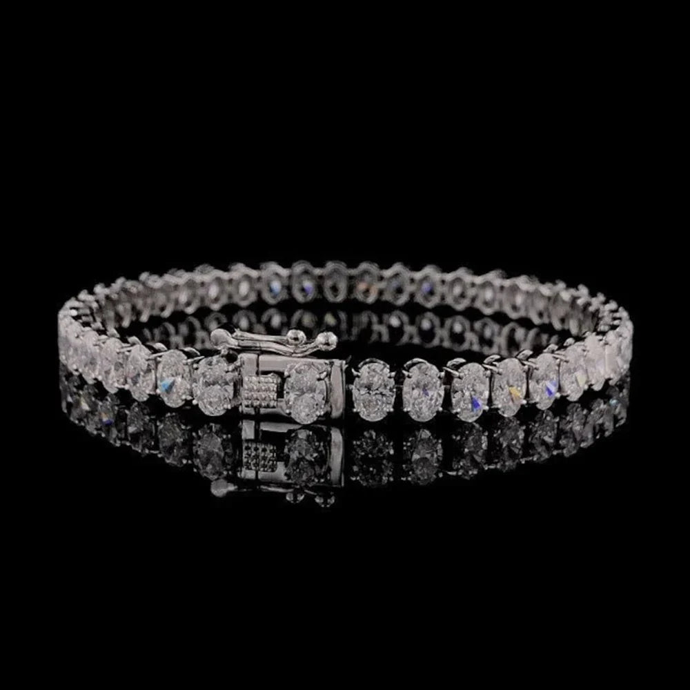 0.5Carat Oval Cut Full Moissanite Tennis Bracelets For Women 100% 925 Sterling Silver D VVS1 Diamond Bangle With  Certificate