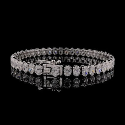 0.5Carat Oval Cut Full Moissanite Tennis Bracelets For Women 100% 925 Sterling Silver D VVS1 Diamond Bangle With  Certificate