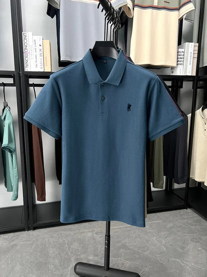 Designer brand 100% cotton short sleeve polo shirt luxury fashion pony embroidery men's business leisure summer new Paul T-shirt