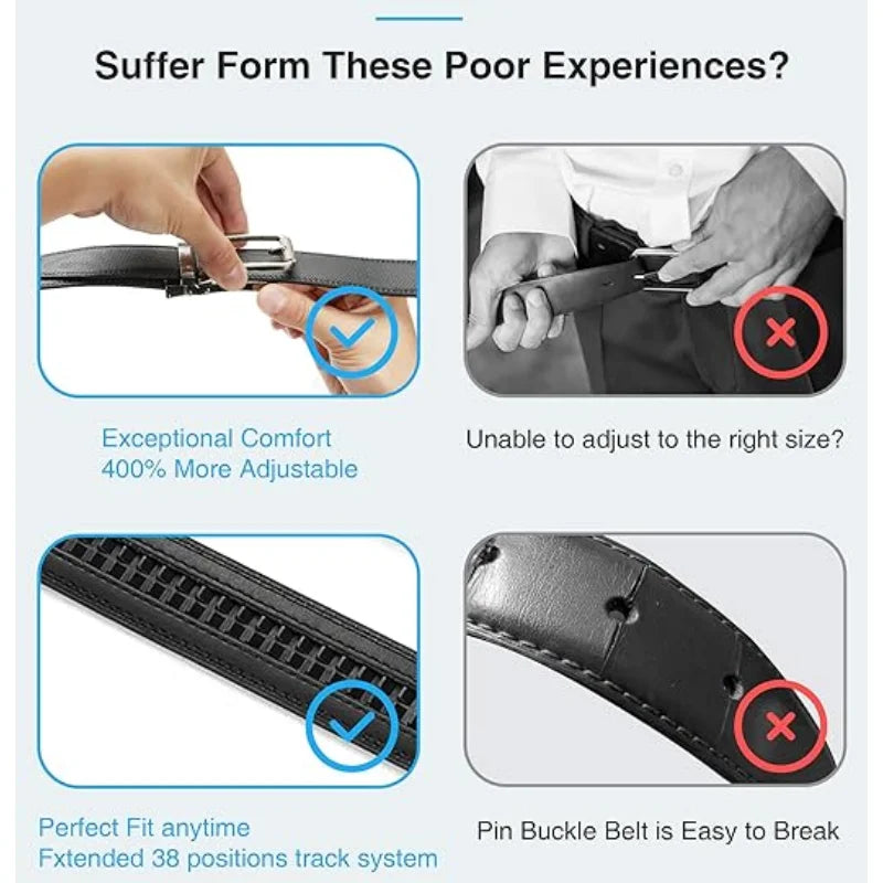 Fashion Designer Automatic Buckle Belt For Men Business & casuals Belt Men's Genuine Leather Belt Adjustable ratchet belt Men