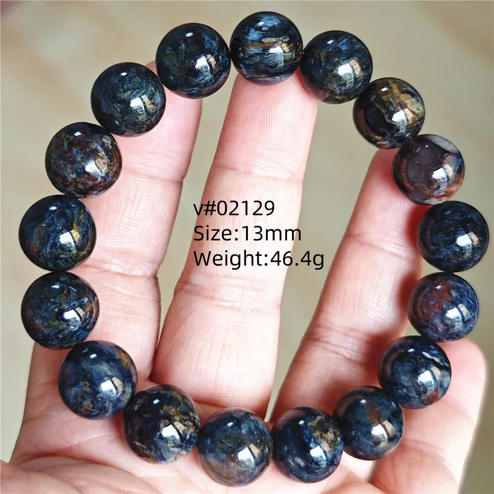 Natural Blue Pietersite Bracelet Women Men Beads Round Beads Chatoyant Cat Eye Fire Pietersite Namibia AAAAAA