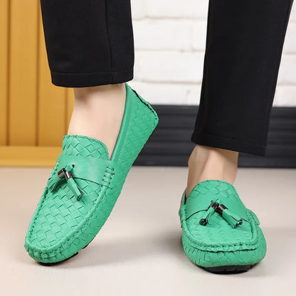 White Loafers Men Handmade PU Leather Loafers Shoes Slip on Casual Driving Flats Comfortable Moccasins Size 48 Men Shoes