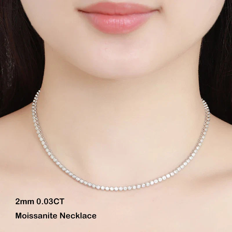 Sparkling 2/3mm Full Moissanite Tennis Bracelet for Women Party S925 Silver Plated 18K Pass Diamond Test Bezel Bracelets