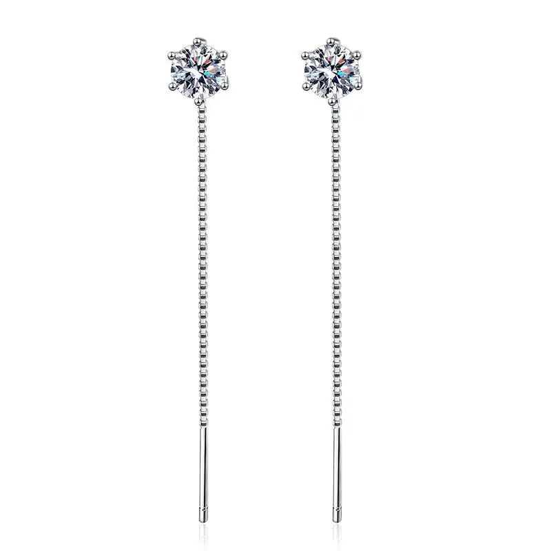 Each 0.5/1CT Tassel Moissanite Drop Earrings for Women 925 Sterling Silver Plated 18k Gold Jewelry Sparkling Earring