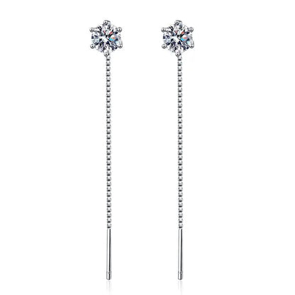 Each 0.5/1CT Tassel Moissanite Drop Earrings for Women 925 Sterling Silver Plated 18k Gold Jewelry Sparkling Earring