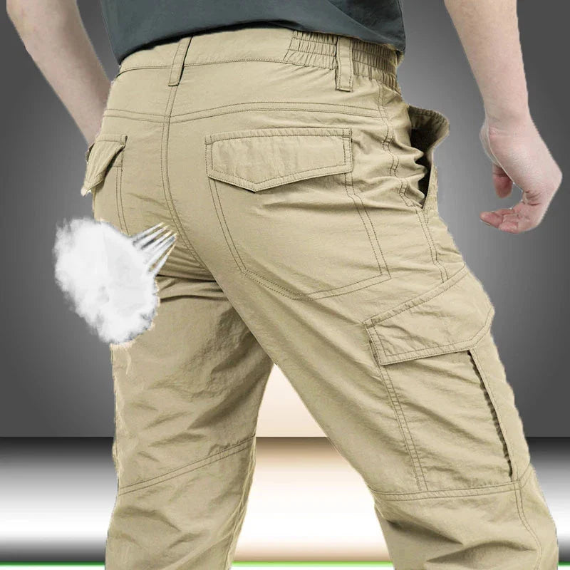 Summer Quick Dry Pants Men Tactical Cargo Trousers Outdoor Work Waterproof Cargo Trousers Multi-pocket Wear-Resistant Train Pant