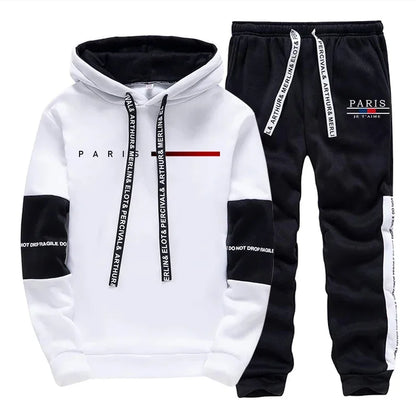 Autumn Winter Mens Tracksuit Print Casual Sweatshirts Sportswear Outdoors Sports Jogging Mens Clothing Single Piece Hoodie Pants