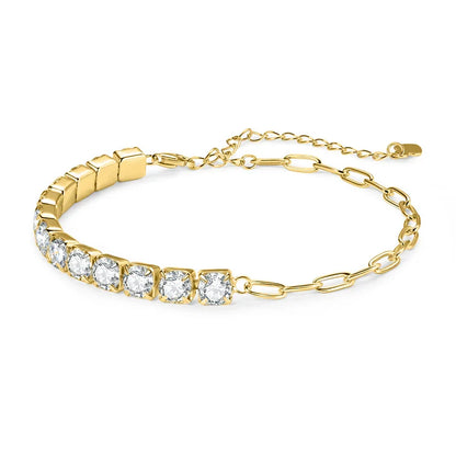 2mm Moissanite Tennis Bracelets With Gra Certificate S925 Sterling Silver Plated 18k Gold Paper Clip Bracelet For Women