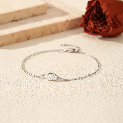 0.5CT Marquise Cut Moissanite 925 Sterling Silver Fashion Lab Diamond Link Chain Bracelets For Women Fine Jewelry Gift