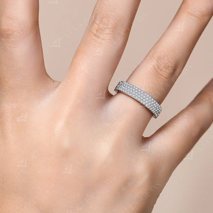 New D Color VVS1 Moissanite Rings S925 Silver 18K Gold Plated Simple Half Band Wedding Engagement Gifts for Women Men