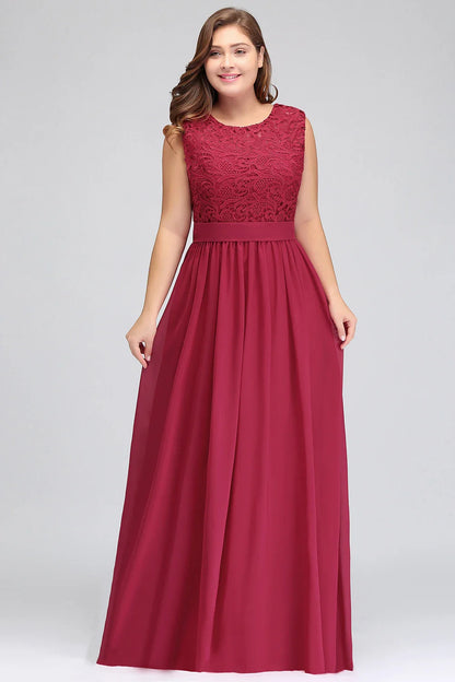 Hot Sale Lace A Line Prom Dress 2024 New Style Evening Dress Chiffon Back Illusion Bridsmaid Dress Pleat vestidos de fiesta