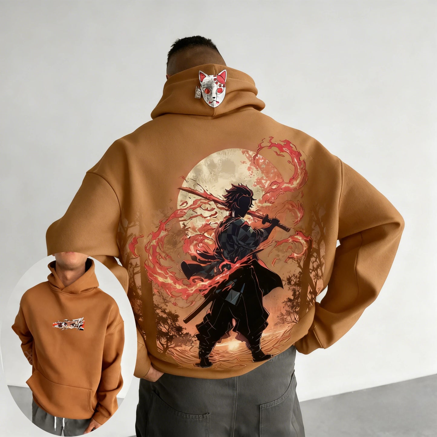 Demon Slayer Men's Hoodie Sweatshirt Kamado Tanjirou Anime Spring Autumn and Winter Boy Warm Long-sleeved Parent-child Outfit