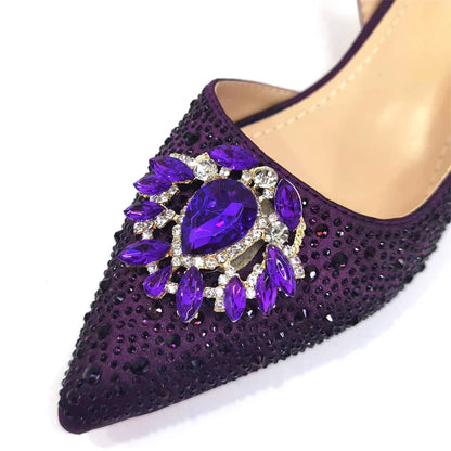 Fashionable Red Color Pointed Top Ladies Shoes Matching Bag Set For Nigerian Women Wedding Party Pump