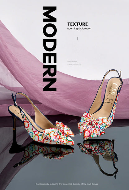 Heel 2024 Women's High Heels New Bow Pointed Sandals Women's Party Wedding Shoes 7cm