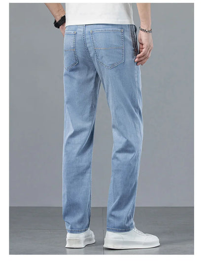 2026 New in Lyocell Fabric Summer Ultra-thin Men's Jeans Soft Drape Loose Straight Casual Denim Pants Street Wide Leg Trousers