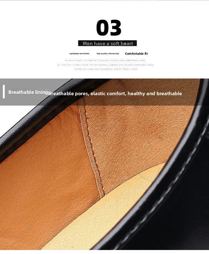 Soft Cowhide Leather Men's Business Shoes Anti-Slip Work Shoes for Middle-Aged And Elderly Fathers Comfortable Breathable Rub...