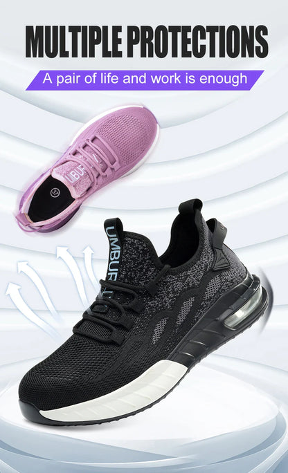 Women's Steel-Toe Safety Shoes | Anti-Smash & Puncture-Proof | Lightweight Breathable Air Cushion | Industrial Workshop Office