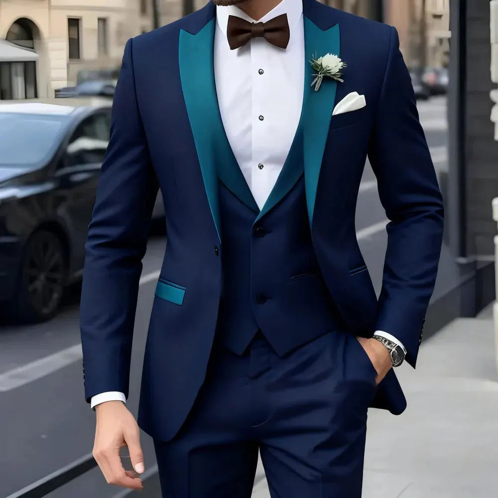Business Casual MC Wedding Groom Best Man Dress Jacquard Men's Suit Three-piece Set  Wedding Suits for Men  Mens Suits  Suit