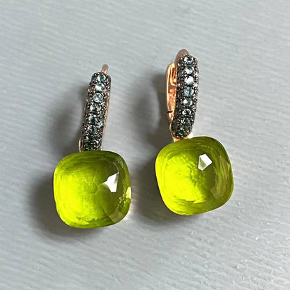 Classic Nudo Earrings Inlay Blue Topaz Zircon With Black Gun Plated Brown Crystal Earrings Fashion Jewelry Gift For Women