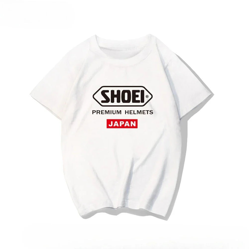 Japanese Motorcycle, Locomotive, Racing Car, Sports Car Helmet SHOEI Pure Cotton Round Neck Short-sleeved 2026 T-shirt
