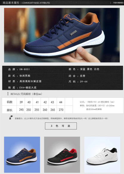 New Men Shoes Casual Shoes Leather Lace-Up Casual Sports Shoes Outdoor Wear-Resistant Vulcanized Shoes High-Quality Men Shoes