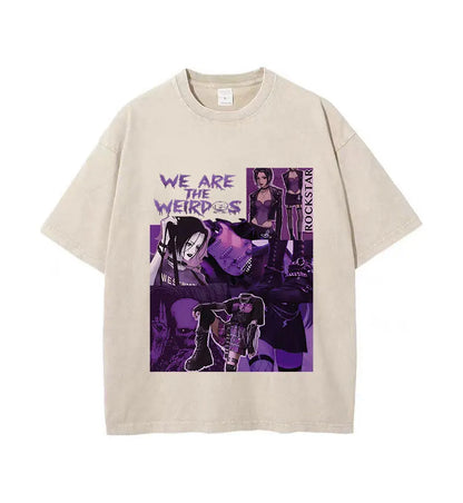 Japanese Anime Nana Osaki Print Vintage Washed Tshirt Harajuku Streetwear Graphic T-Shirt Summer Short Sleeve Cotton Tshirt