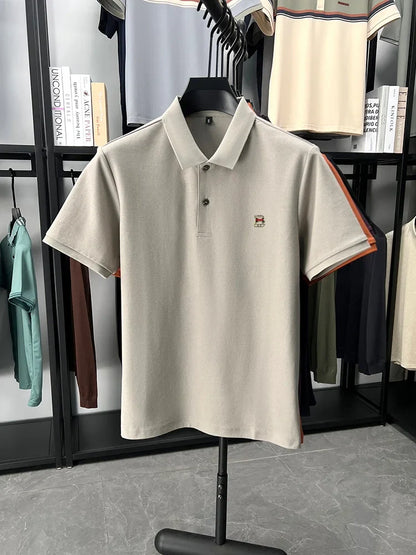 High end brand 100% cotton short sleeve polo shirt men's summer new soft breathable lapel T-shirt fashion letter embossed top