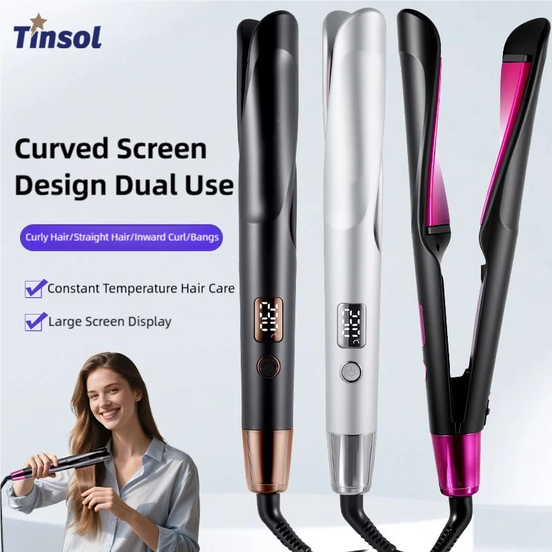 New 2-in-1 Curling Iron & Straightener Multi-Function Hair Styling Tool Dual-Purpose Curling and Straightening Iron