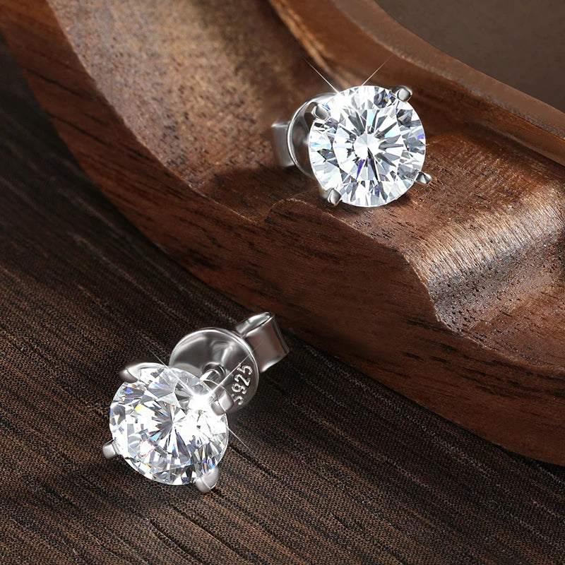 Moissanite Earring 0.2-2ct D VVS1 GRA Certified Lab Diamond 4 Claw s925 Sterling Silver Stud Earrings for Women Man