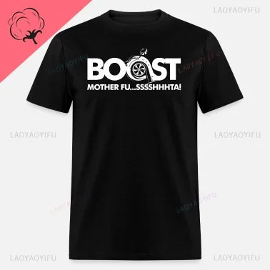 New Boost Turbo Engine Printing T-Shirt Car Parts Funny Mechanic Cotton Teemen 2024 Summer Fashion Top Personality Mans Clothing