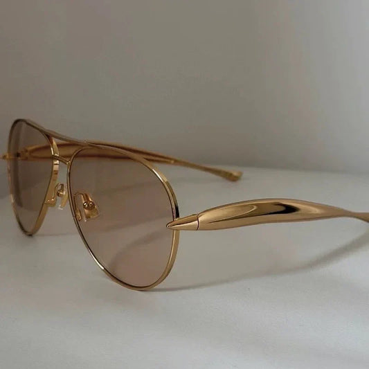 New y2k Vintage Metal Pilot Sunglasses Women For Men Sun Glasses Punk Popular Outdoor Driving Luxury Brand Designer Shades UV400