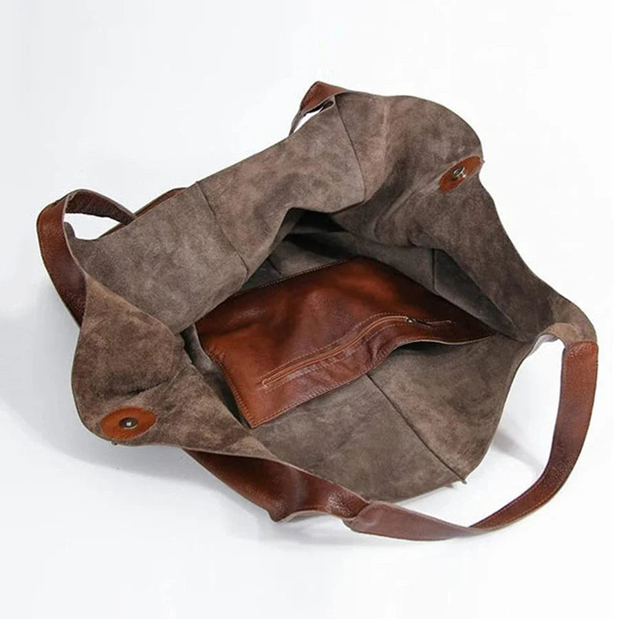 Fashionable and minimalist large bag with soft leather and large capacity shopping bag for women, one shoulder hand-held large b