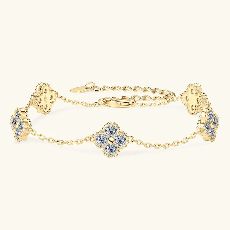 3mm D Moissanite Jewelry Set Clover Flower Pendant Necklace Earrings Bracelet 3 in 1 Sets for Women 925 Silver Charm Gifts