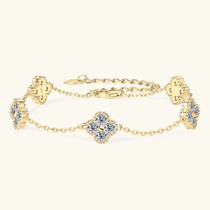 3mm D Moissanite Jewelry Set Clover Flower Pendant Necklace Earrings Bracelet 3 in 1 Sets for Women 925 Silver Charm Gifts
