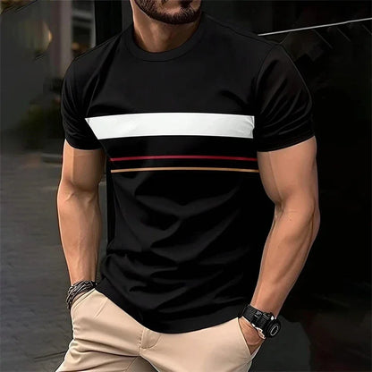 Camiseta masculina de verão, gola redonda, estampada, Harajuku, streetwear, esportiva, casual, manga curta, tamanho grande, top confortável