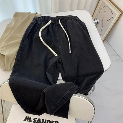 Trendy Straight Leg Jeans Women's Casual Loose Fit Slimming Summer Hot Sale Of The Season New Style Elastic Waist Student Fashio