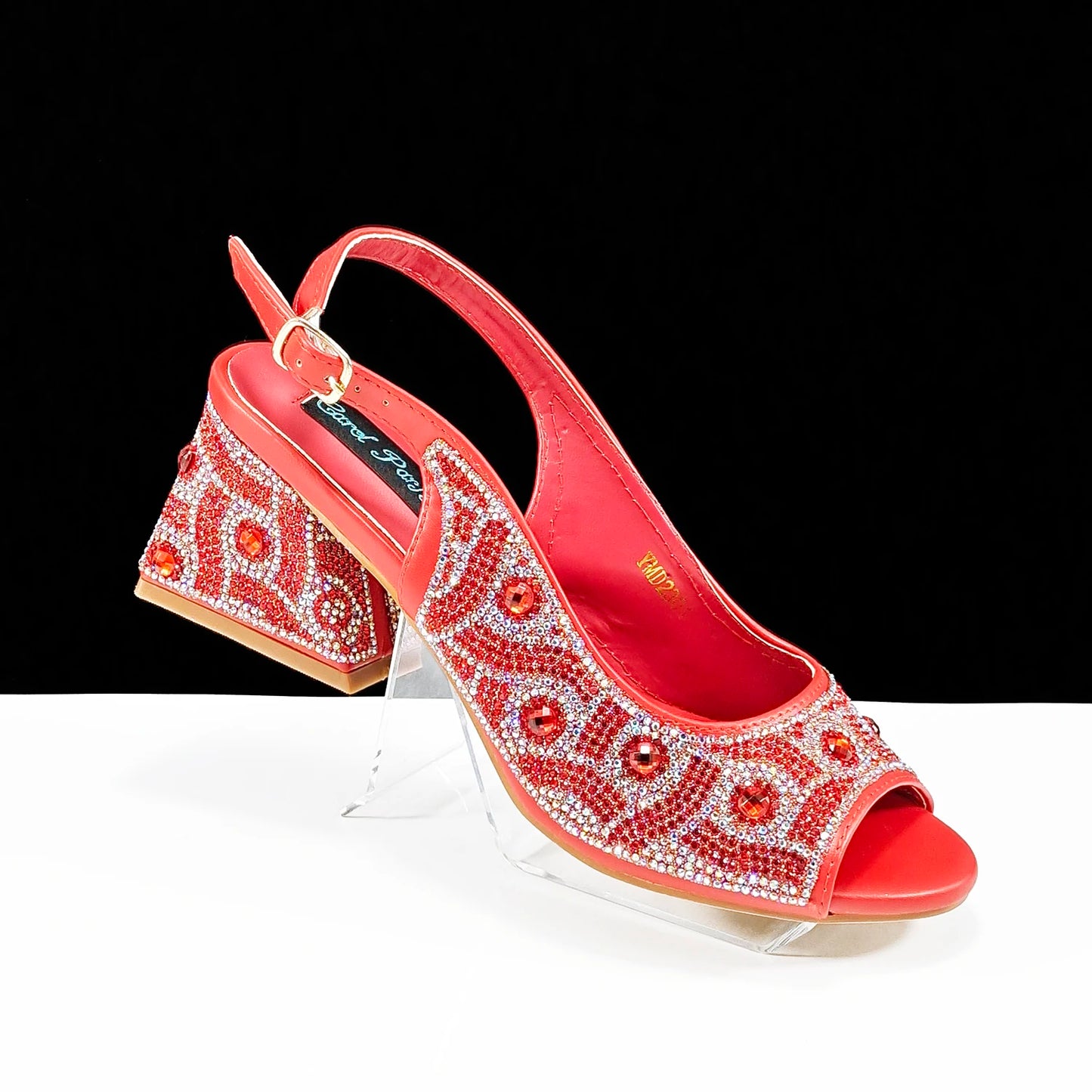 Rhinestone Design INS Hot Sale New Arrivals African Shoes and Bag Set in Green Color Open Toe Comfortable Women Heels