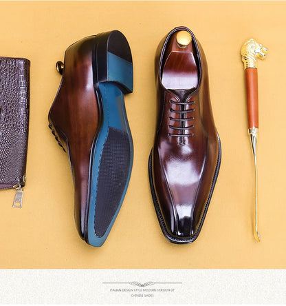 Italian Luxury High Quality Elegant Male Natural Genuine Leather Social Shoes Office Career Business Formal Solid Oxfords Shoes