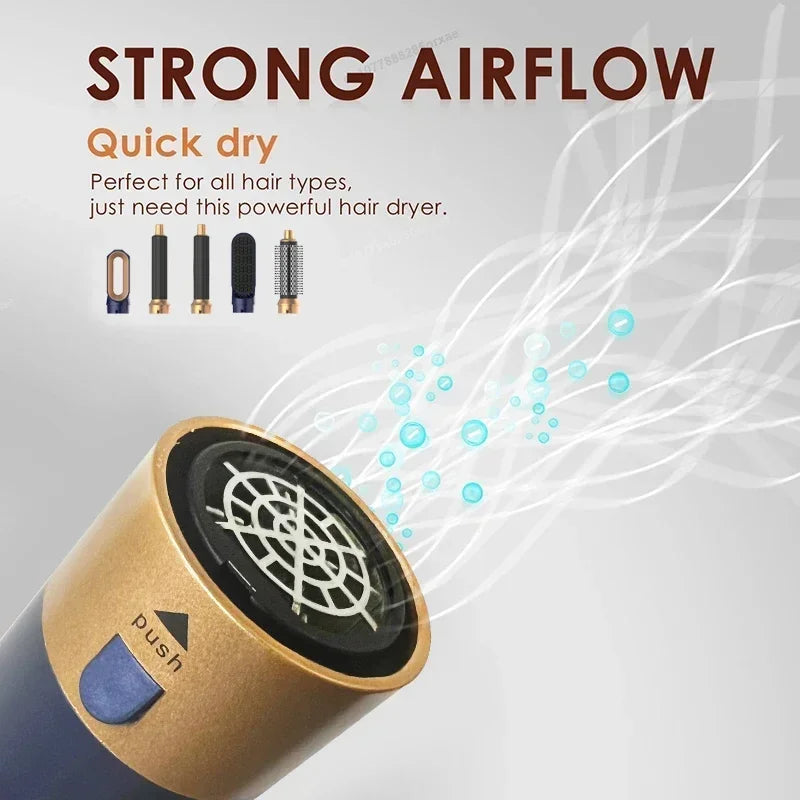 5 In 1 Hair Dryer Comb Set Professional Hot Air Styler For Hair Curling Straightening And Volumizing At Home