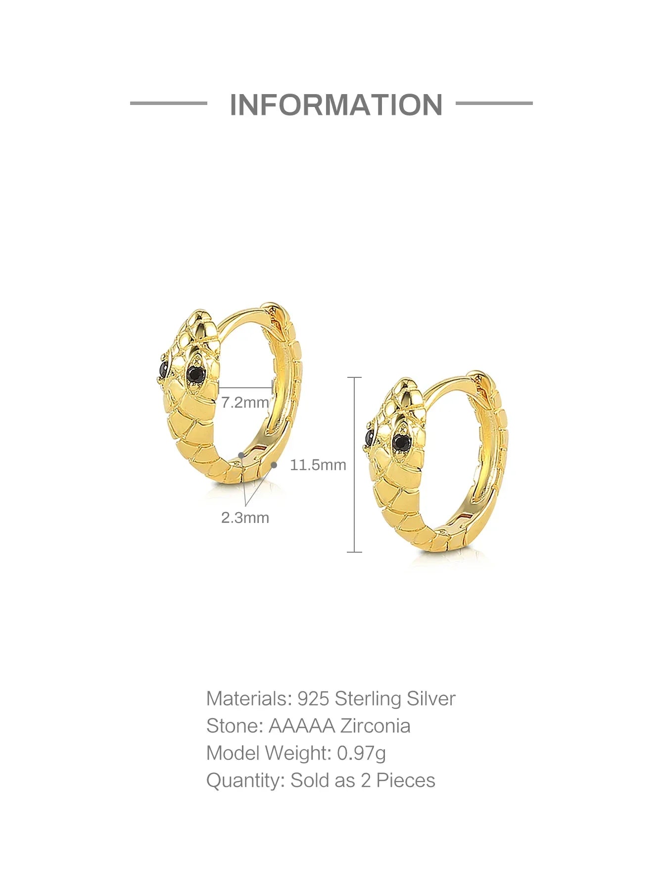 925 Sterling Silver Ear Buckle Snake Twisted Round Circle Microinlaid Zirconia Hoop Earrings For Women Pendientes Aro Rojos