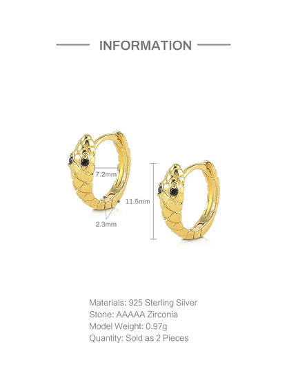 925 Sterling Silver Ear Buckle Snake Twisted Round Circle Microinlaid Zirconia Hoop Earrings For Women Pendientes Aro Rojos