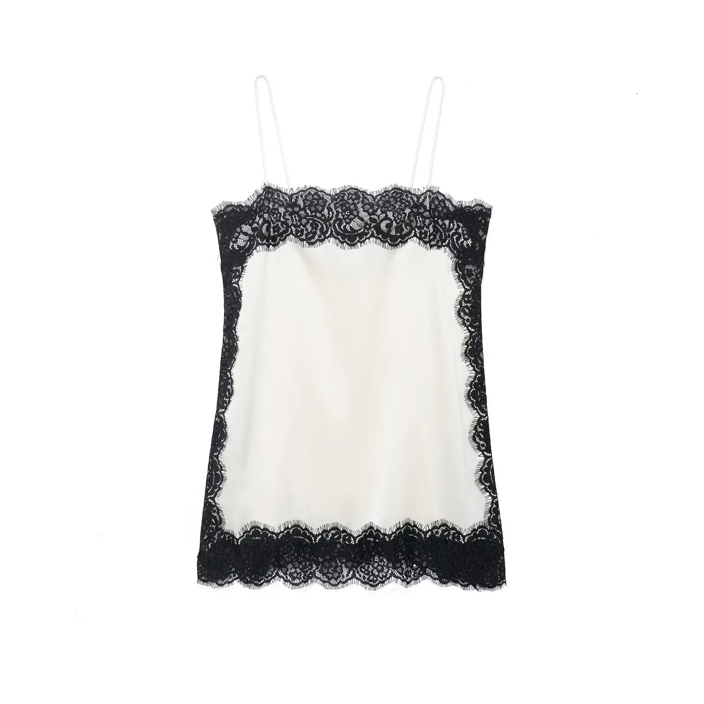 Elegant Sexy Lace Splice Satin Tops for Women Sleeveless Backless Beach Chic Tops Cropped Camisole Christmas Evening Party Tops