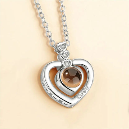 Letter Projection Necklace 100 Languages I Love You Pendant Necklace Women Jewelry Collier Femme Bijoux Best Friends Gifts