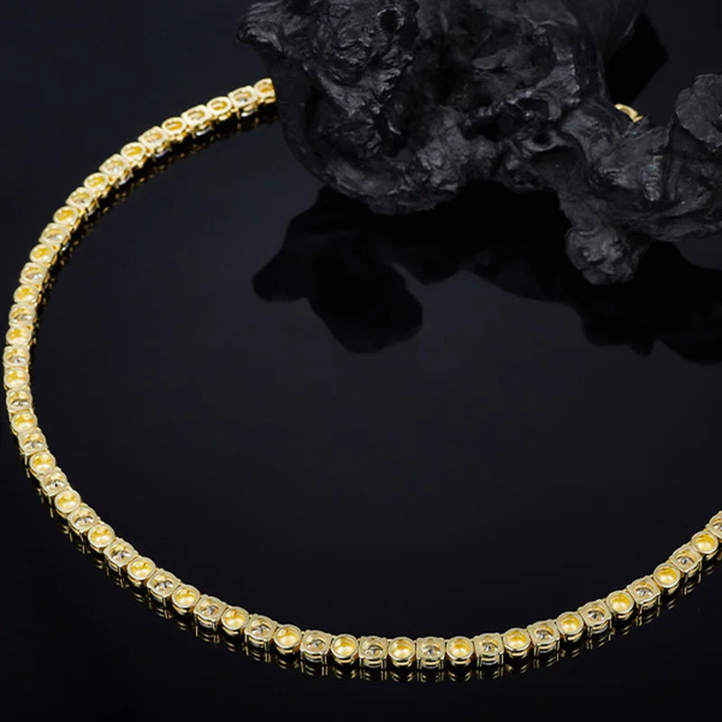 each 5mm Round Moissanite Necklace Bracelet Set for Women S925 Silver Plated 18K Gold Wedding Party Fine Jewelry Gift
