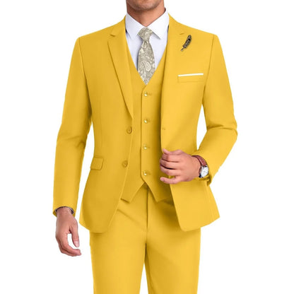 High-Quality Slim Fit Wedding Men's Suit Luxury Elegant Business Fashion Men Clothing 3 Piece Notch Lapel Blazer Vest Pants Set