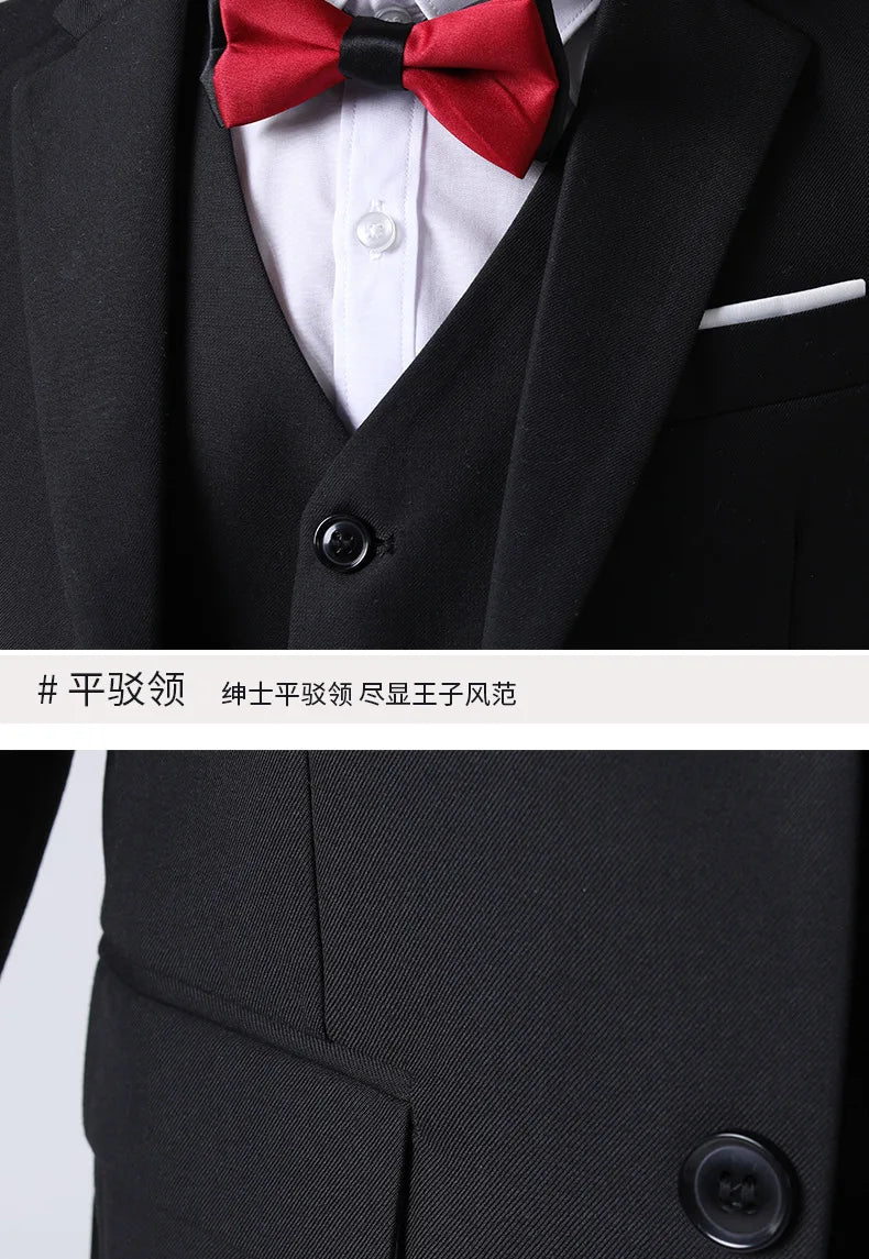 1-14 Years Children Boy Wedding Suit Black Nave Blue Elegant Suits For Children Boys Suits Outfits Set Teenager Kids Suits